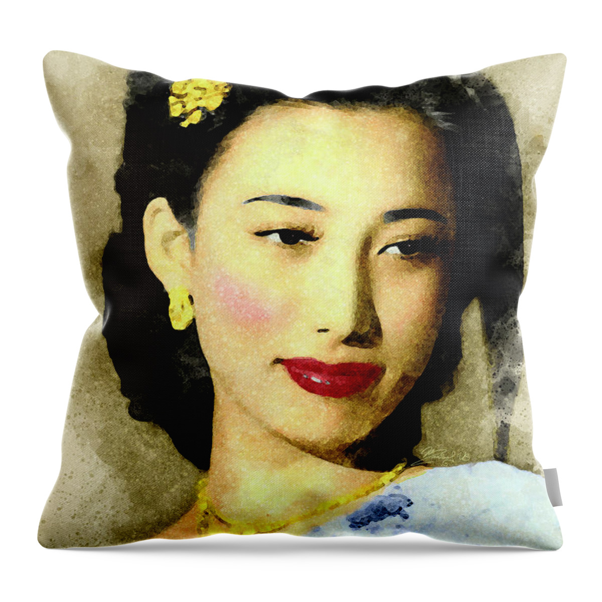 China Throw Pillow featuring the digital art Shangguan Yunzhu by Marisol VB