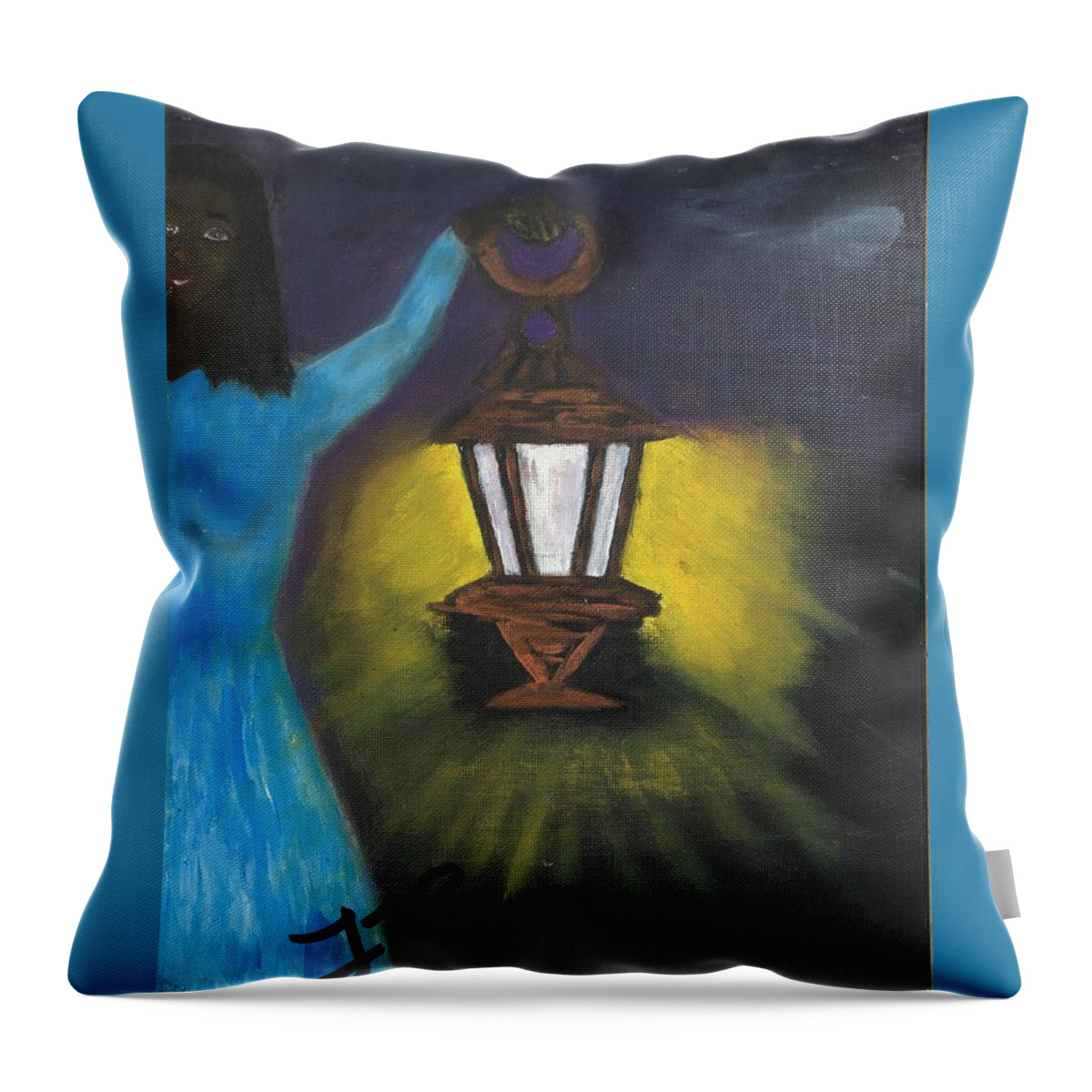 Guide Throw Pillow featuring the painting She Lights The Way by Esoteric Gardens KN