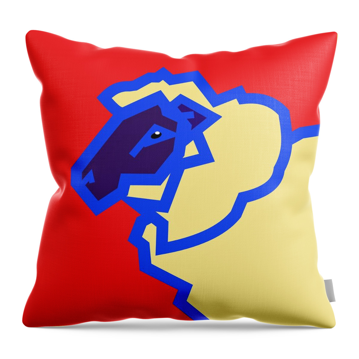 Sheep Throw Pillow featuring the digital art Sheep's head by Fatline Graphic Art