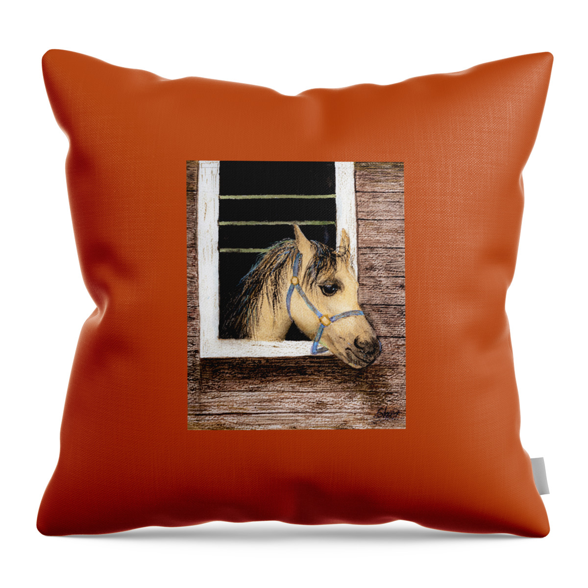 Art Awareness Light And Colour Throw Pillow featuring the painting Sherazad the Horse Watercolor Art by Sher Nasser