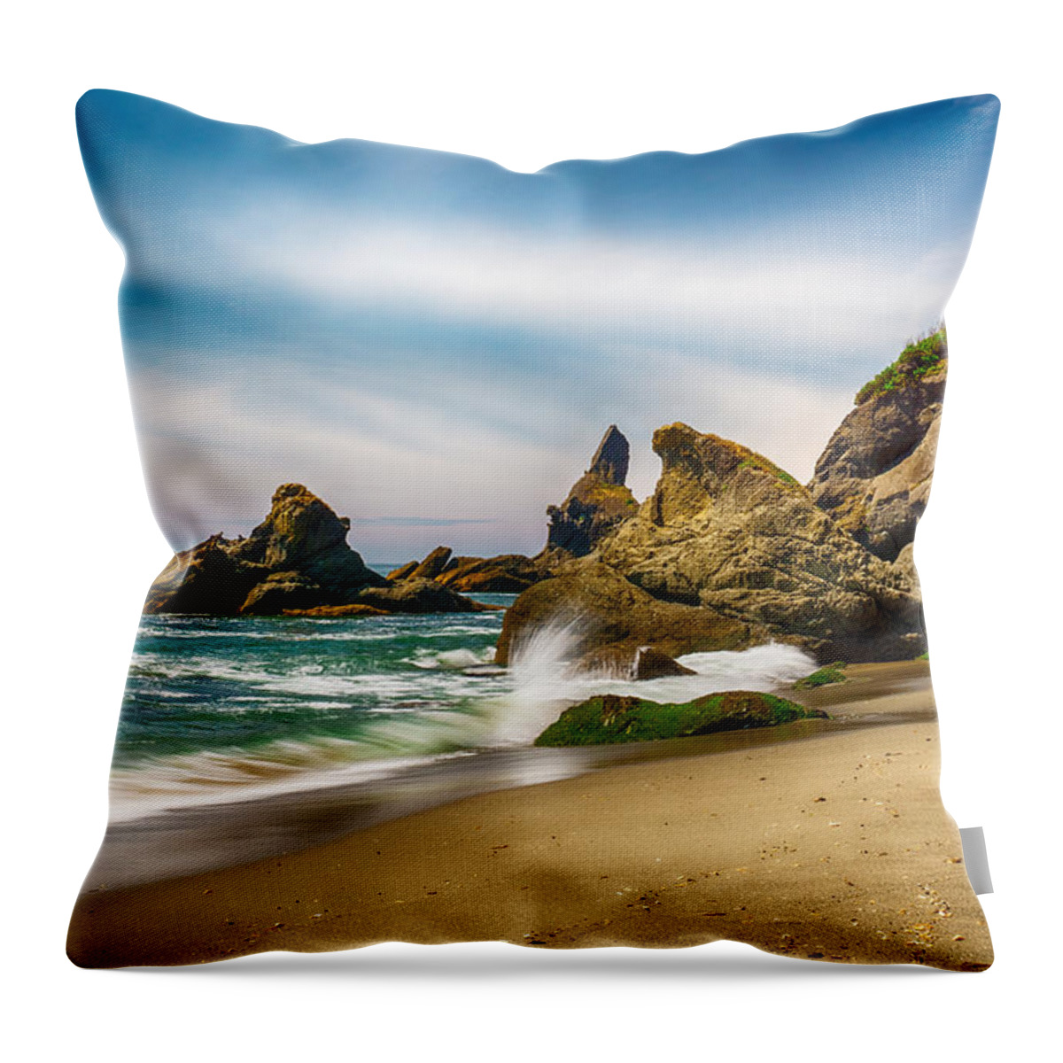 Shi Throw Pillow featuring the photograph Shi Shi Beach Rocks by Amanda Jones