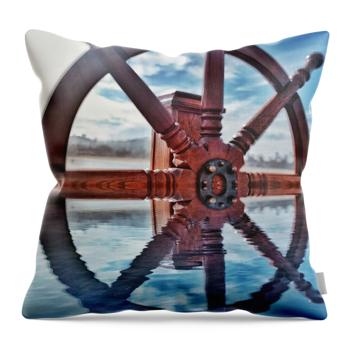 Sailing Throw Pillow featuring the photograph Ship Wheel by David Zumsteg