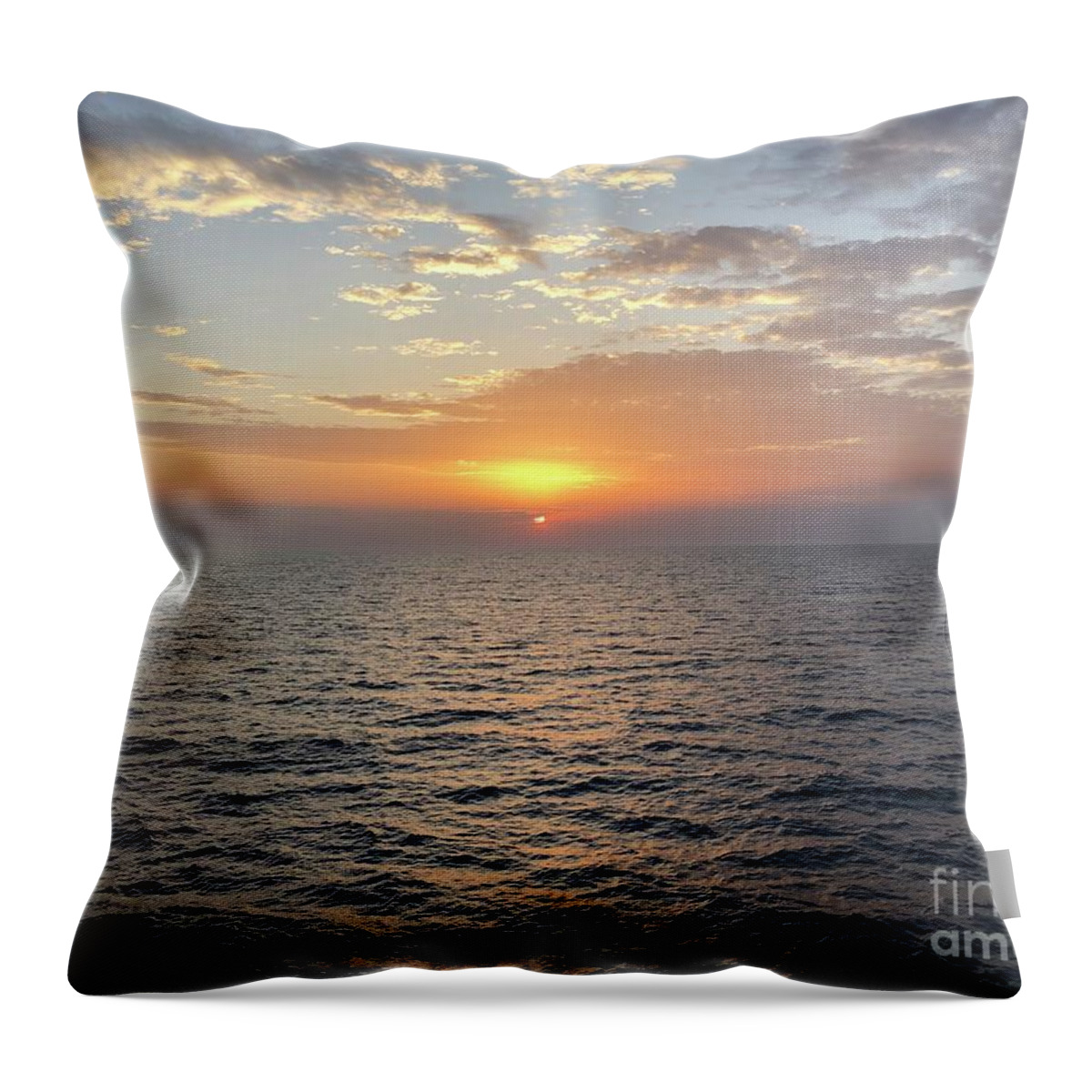 Sunset Throw Pillow featuring the photograph Shipboard Sunset by Kate Conaboy