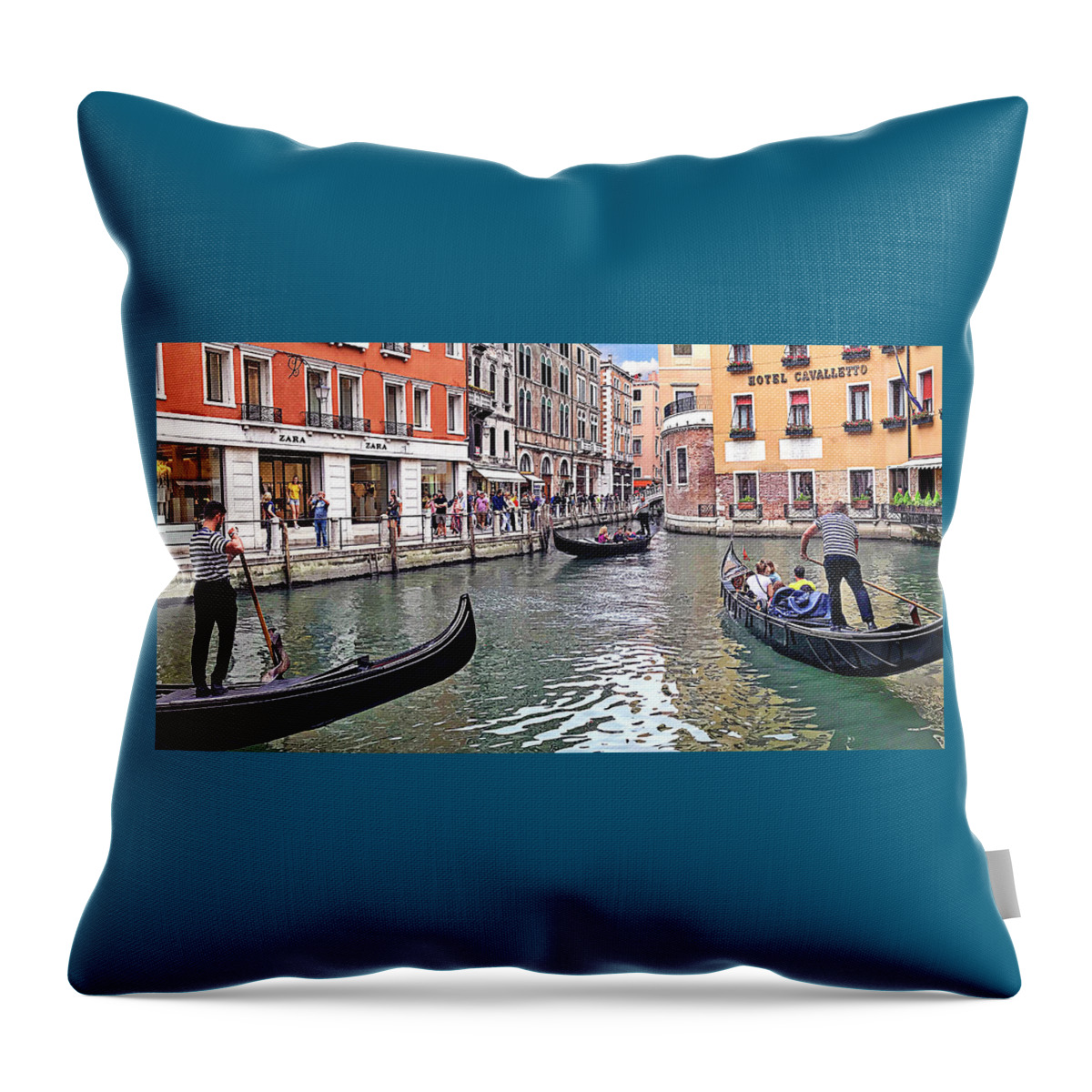 Gondola Throw Pillow featuring the photograph Shopping Venice Style by Jill Love