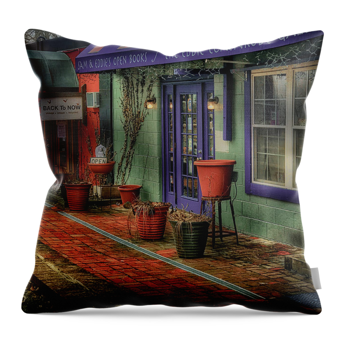  Throw Pillow featuring the photograph Shops in the Village by Jack Wilson