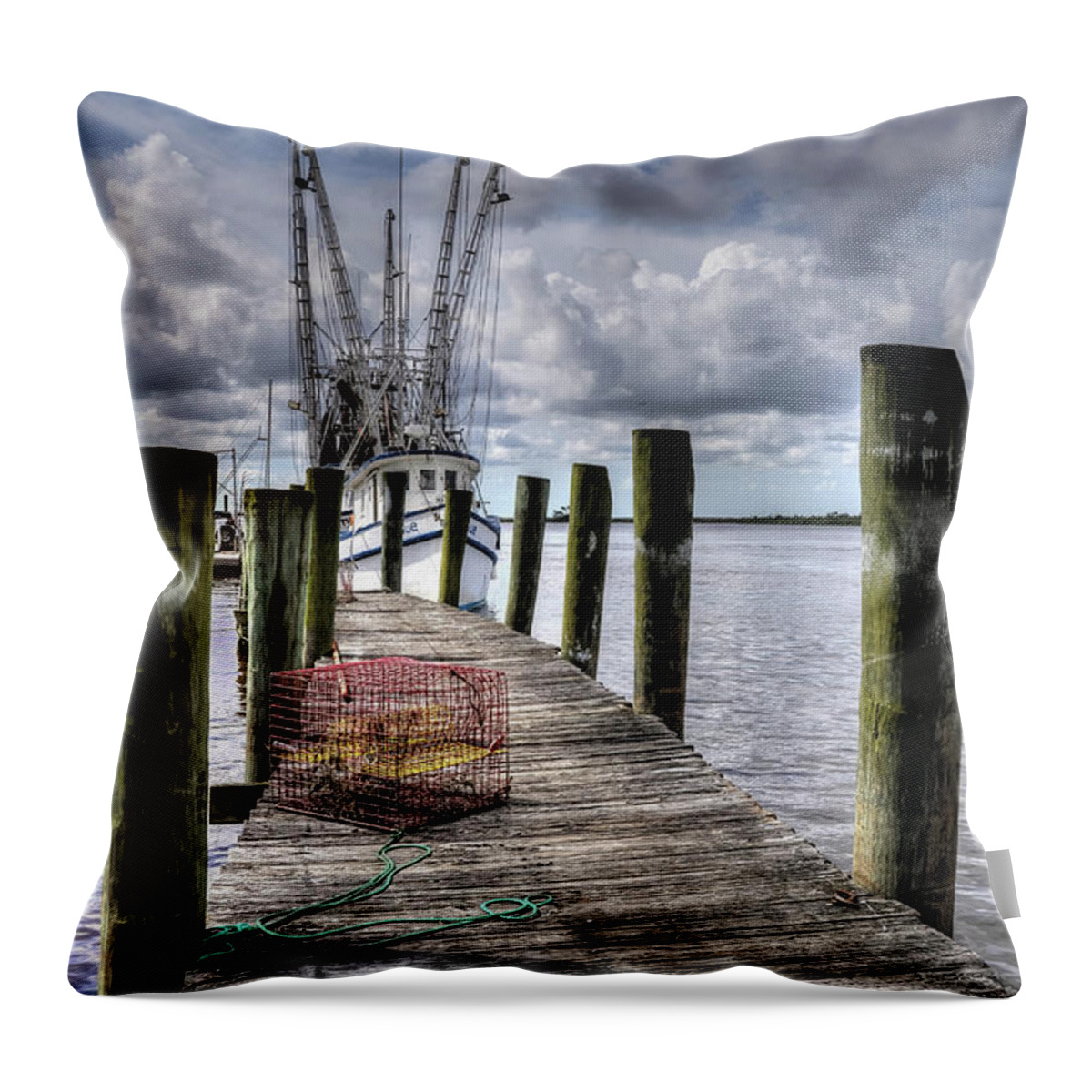 Nautical Throw Pillow featuring the photograph Shrimping by Randall Dill