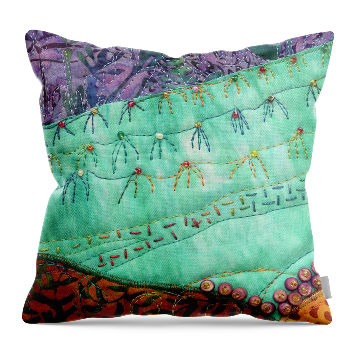 Shrine To Land And Sky Throw Pillow featuring the mixed media Shrine to Land and Sky D by Vivian Aumond