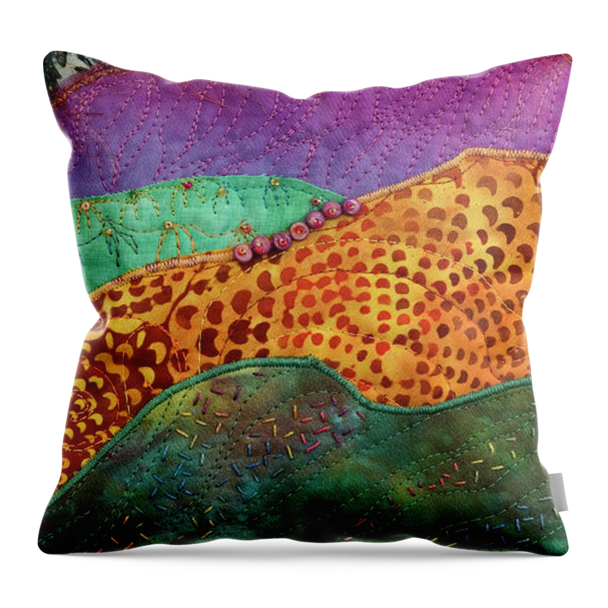 Shrine To Land And Sky Throw Pillow featuring the mixed media Shrine to Land and Sky E by Vivian Aumond