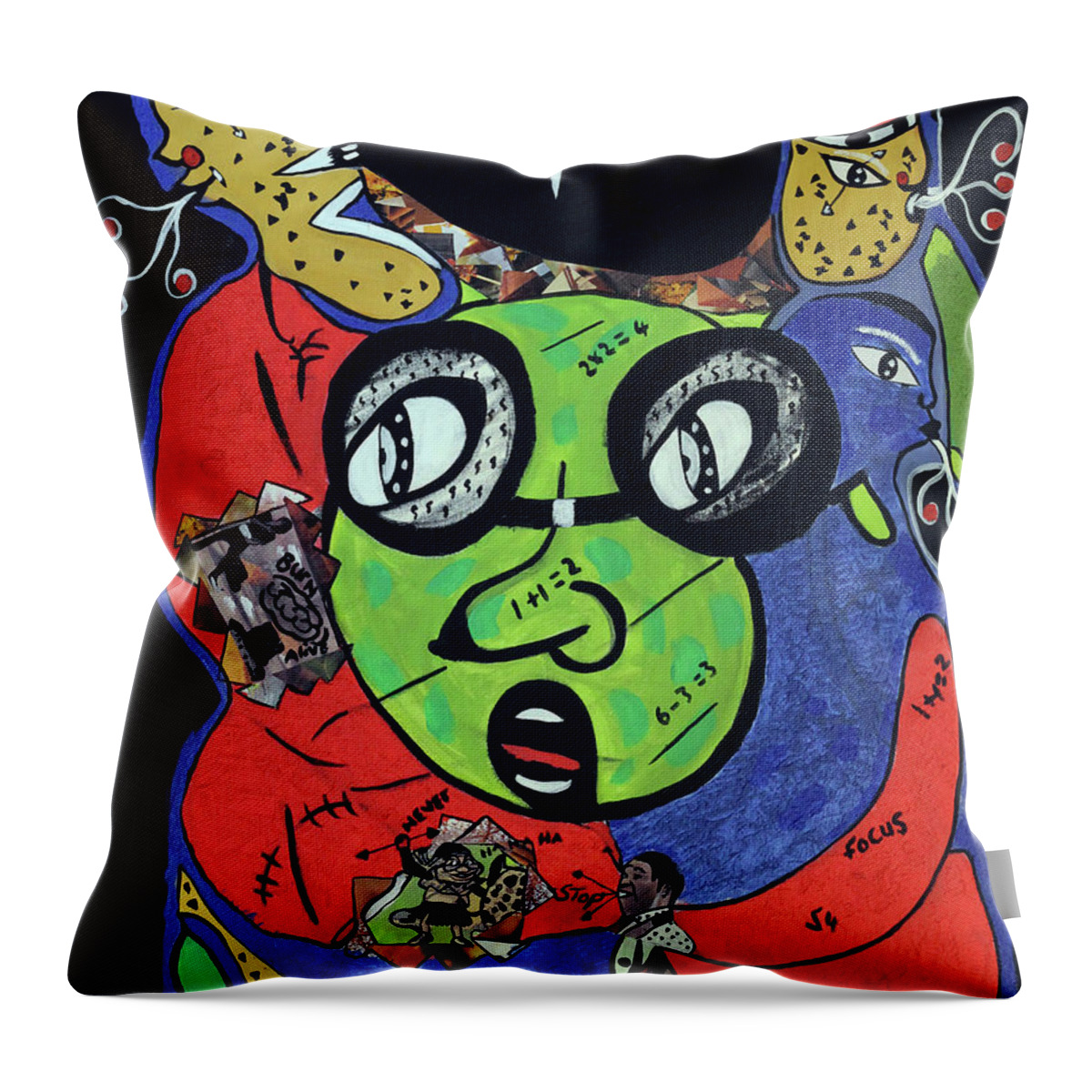 Soweto Throw Pillow featuring the painting Watching You by Nkuly Sibeko