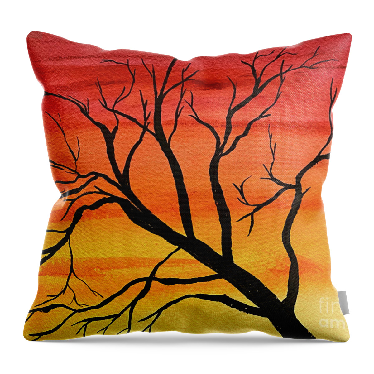 Tree Throw Pillow featuring the mixed media Silhouette by Lisa Neuman