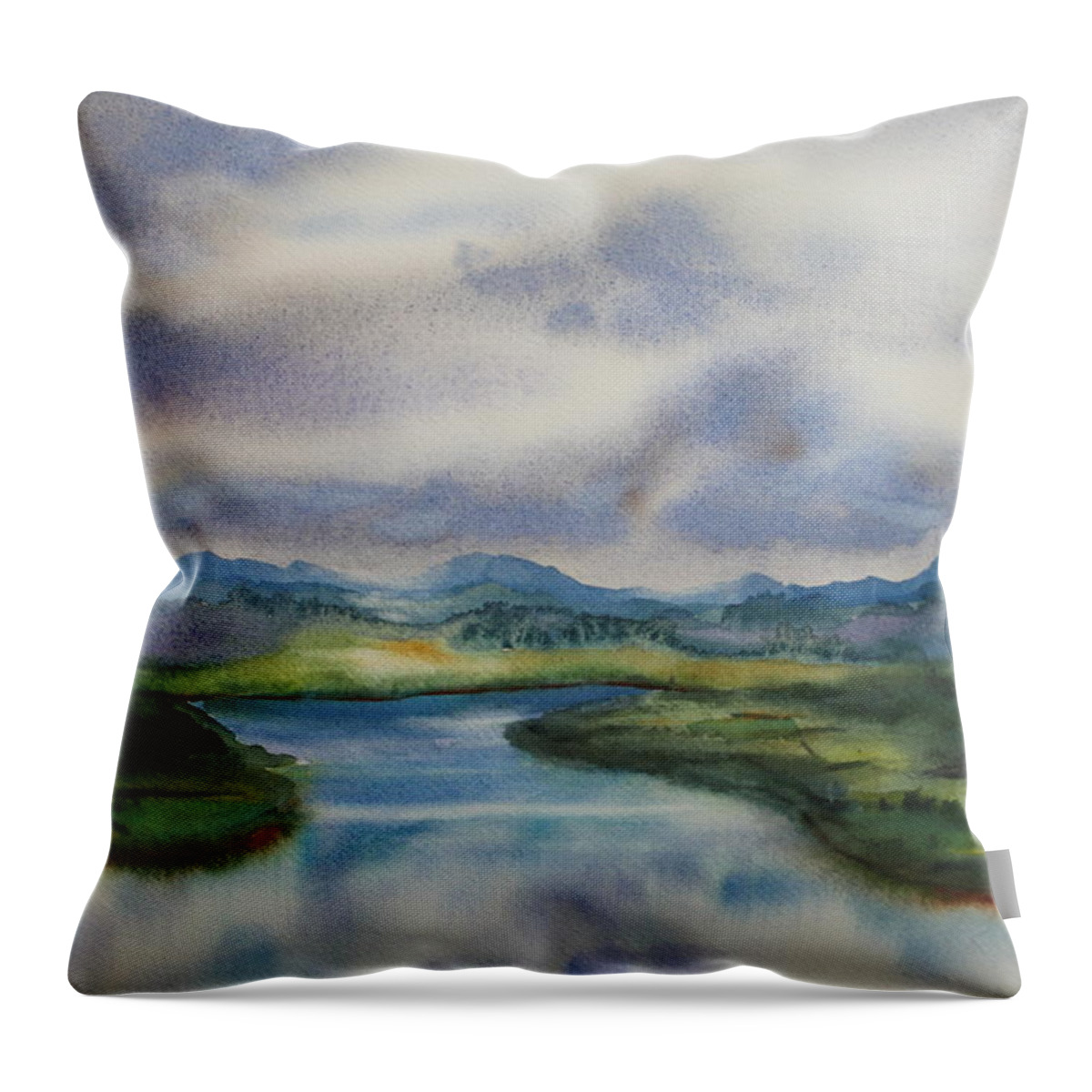 Landscape Throw Pillow featuring the painting Silver Day by Ruth Kamenev