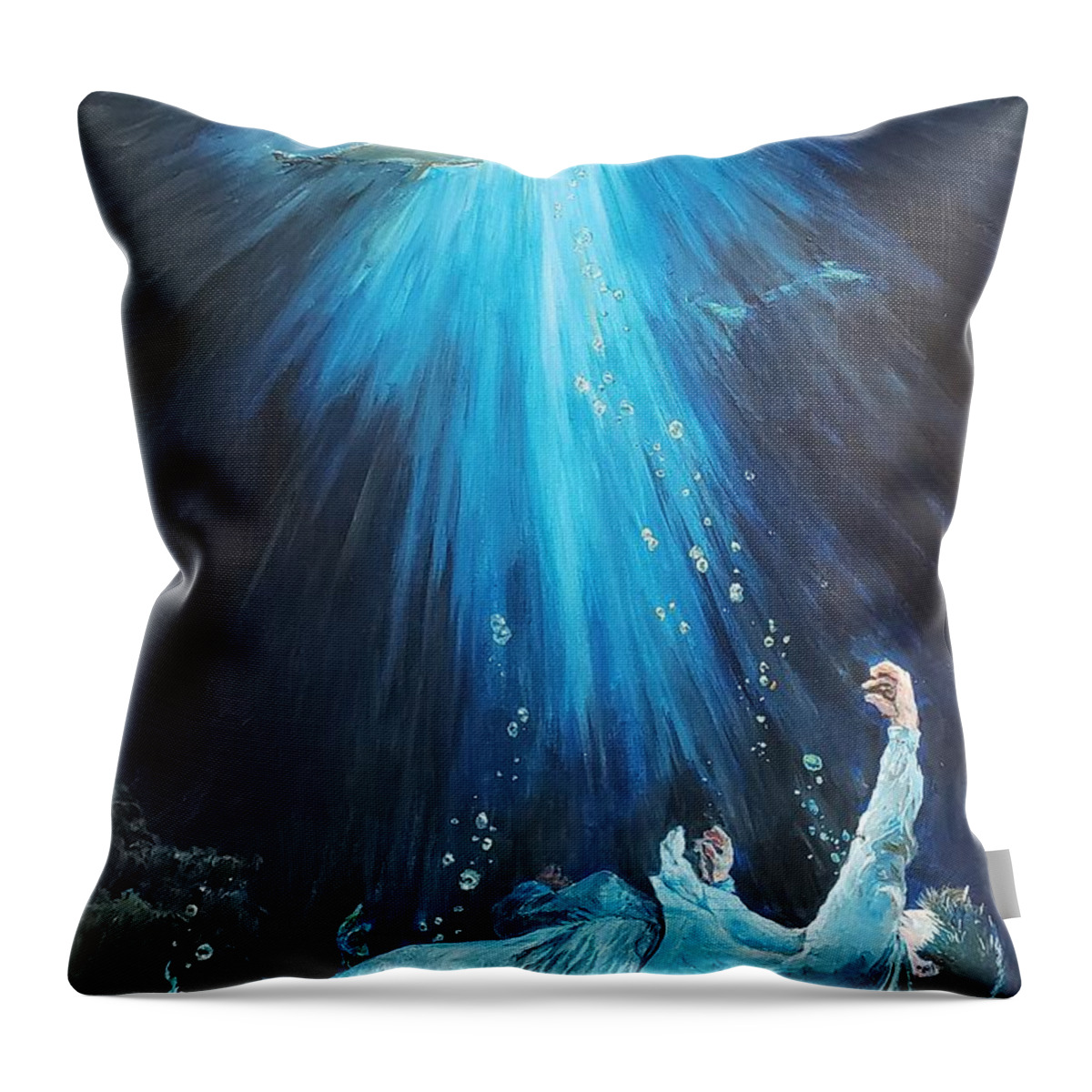 Depression Throw Pillow featuring the painting Sinking into Depression by Merana Cadorette