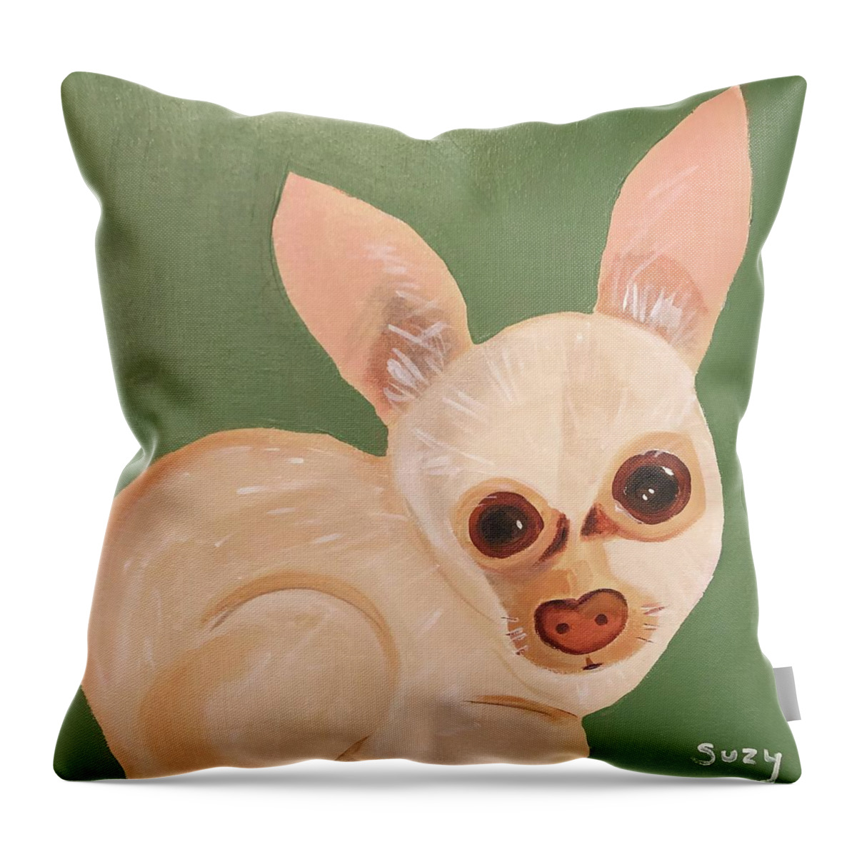Suzymandelcanter Throw Pillow featuring the painting Sippy by Suzy Mandel-Canter