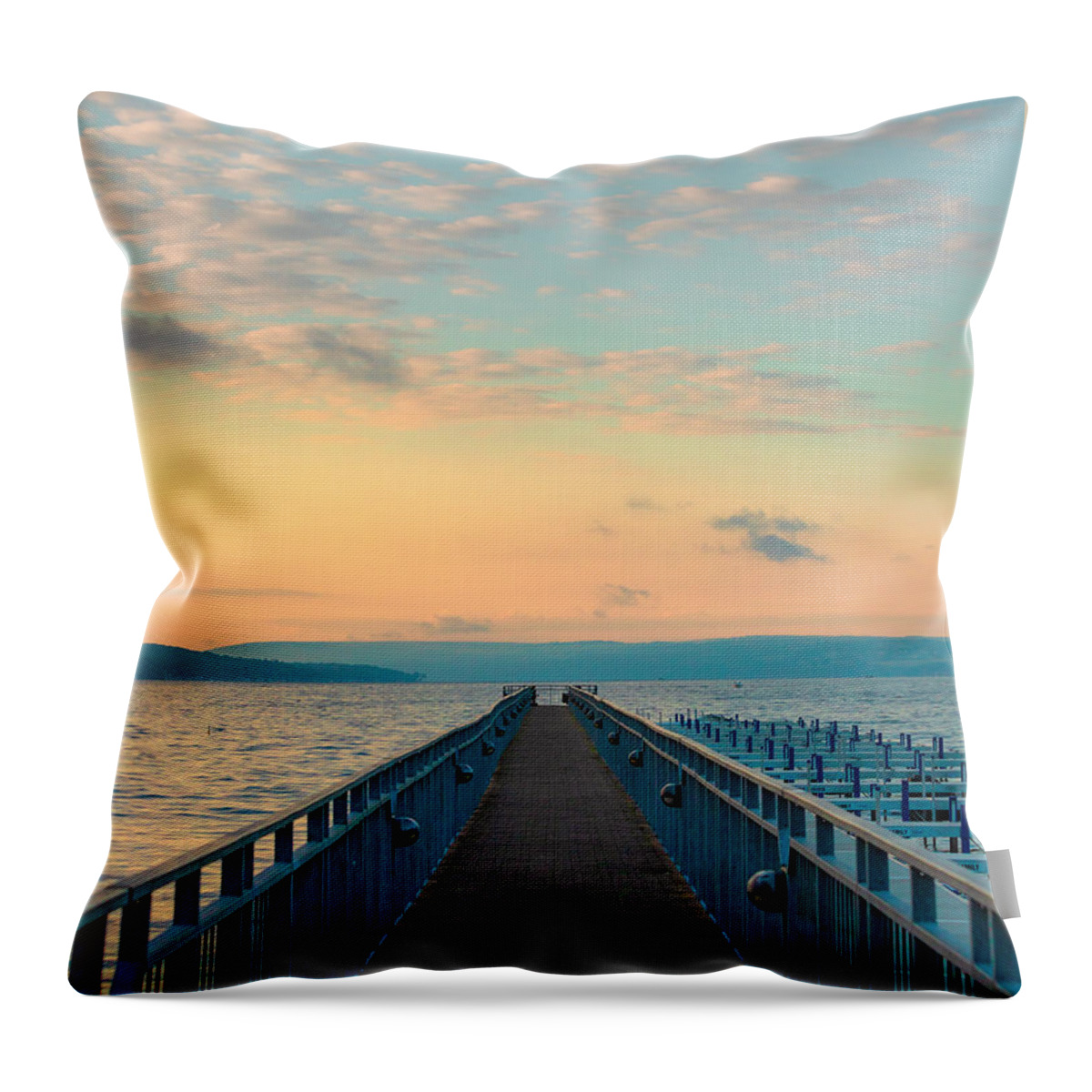 Sunrise Throw Pillow featuring the photograph Skaneateles Sunrise by Rod Best