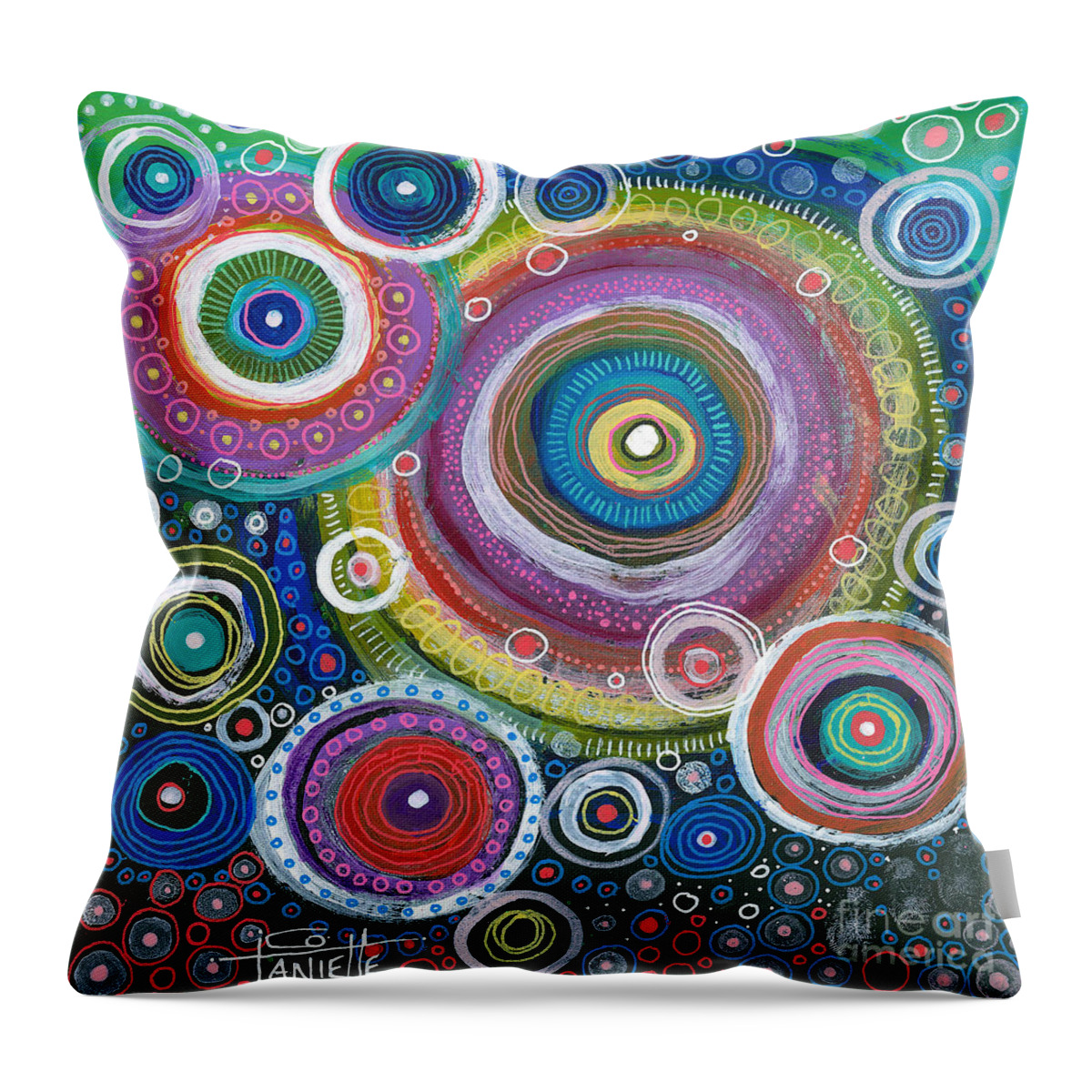 Skipping Stones Throw Pillow featuring the painting Skipping Stones by Tanielle Childers