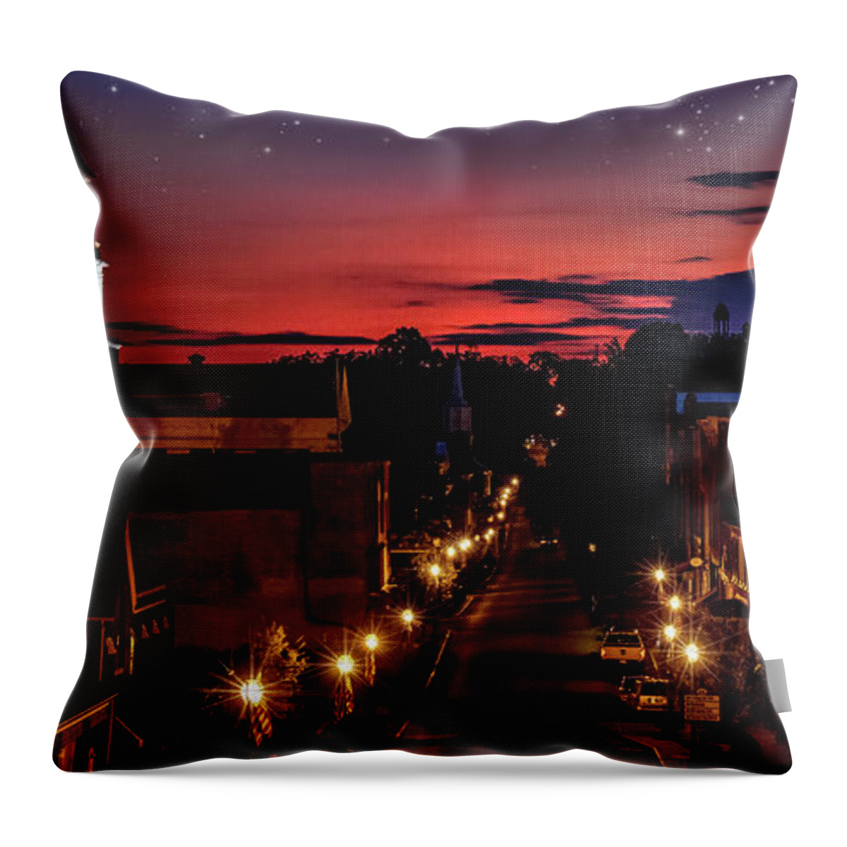 Panorama Throw Pillow featuring the photograph Sleepy Little Town Of Jonesborough Panorama by Shelia Hunt