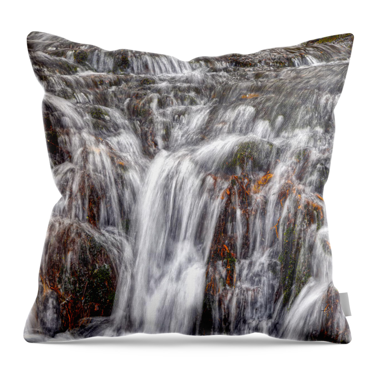 Waterfalls Throw Pillow featuring the photograph Small Waterfalls 3 by Phil Perkins