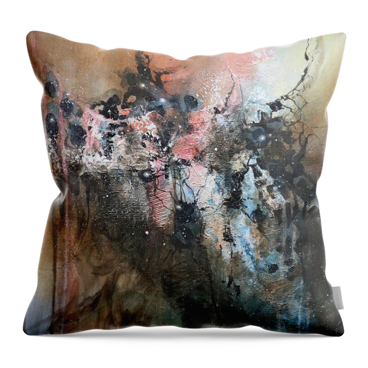 Abstract Throw Pillow featuring the painting Smoke and Mirrors by Tom Shropshire