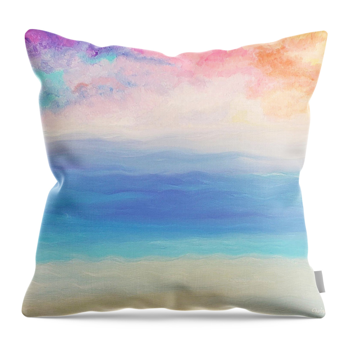 Abstract Throw Pillow featuring the painting Snorkelism by Christine Bolden