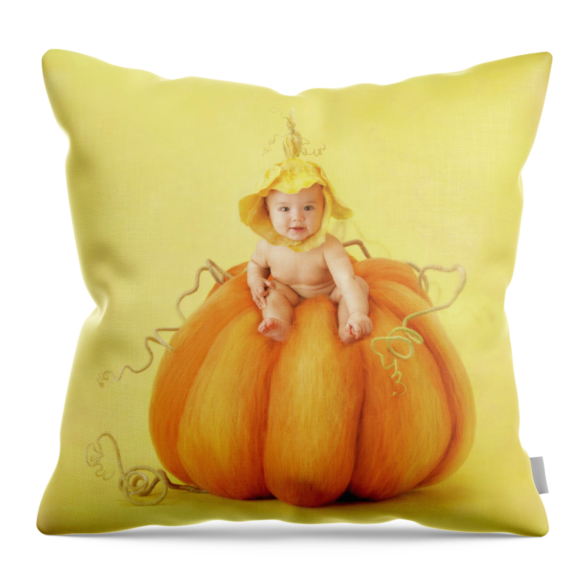 Fall Throw Pillow featuring the photograph Soft Fall Pumpkin by Anne Geddes