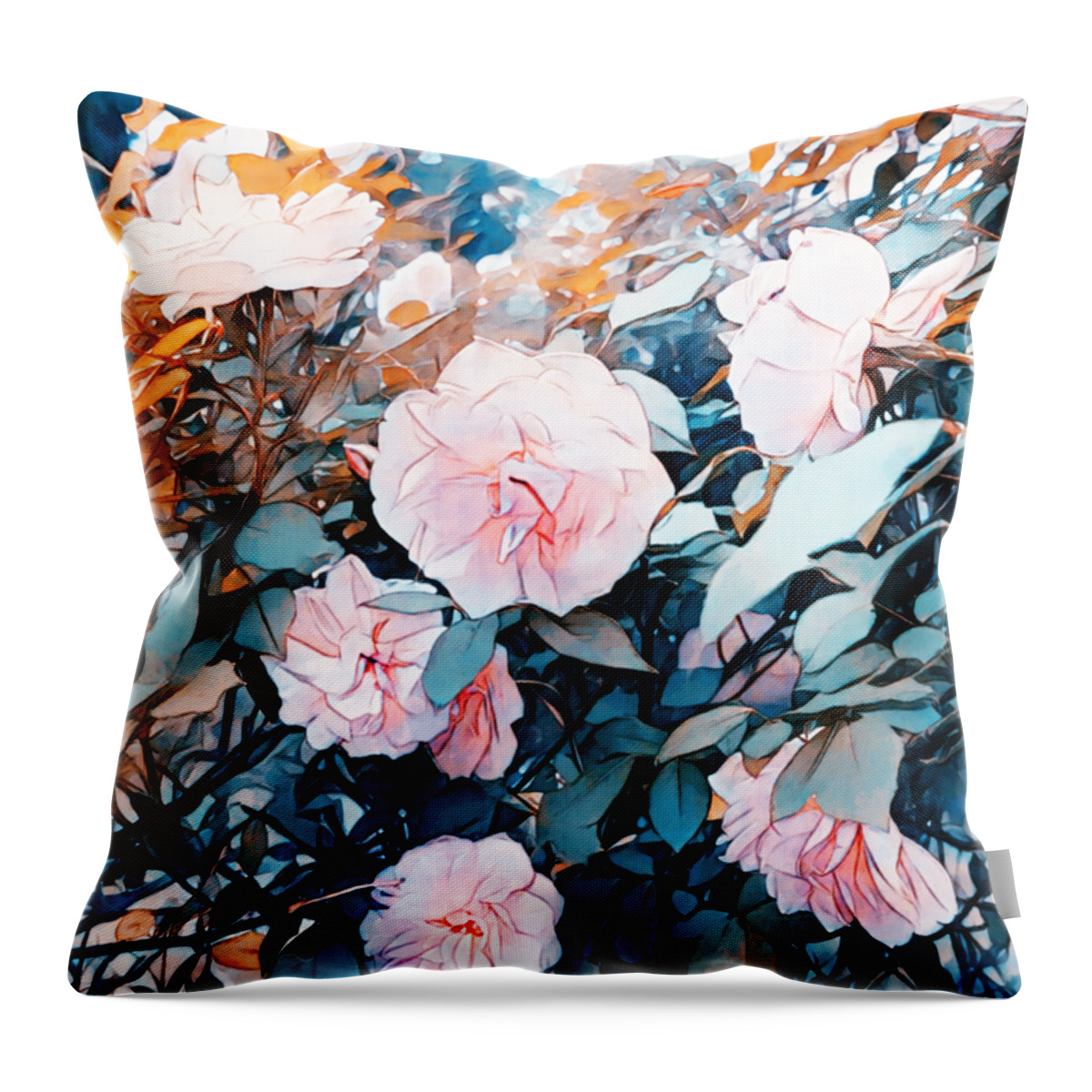 Soft Roses Throw Pillow featuring the digital art Softly Speaks These Roses by Pamela Smale Williams