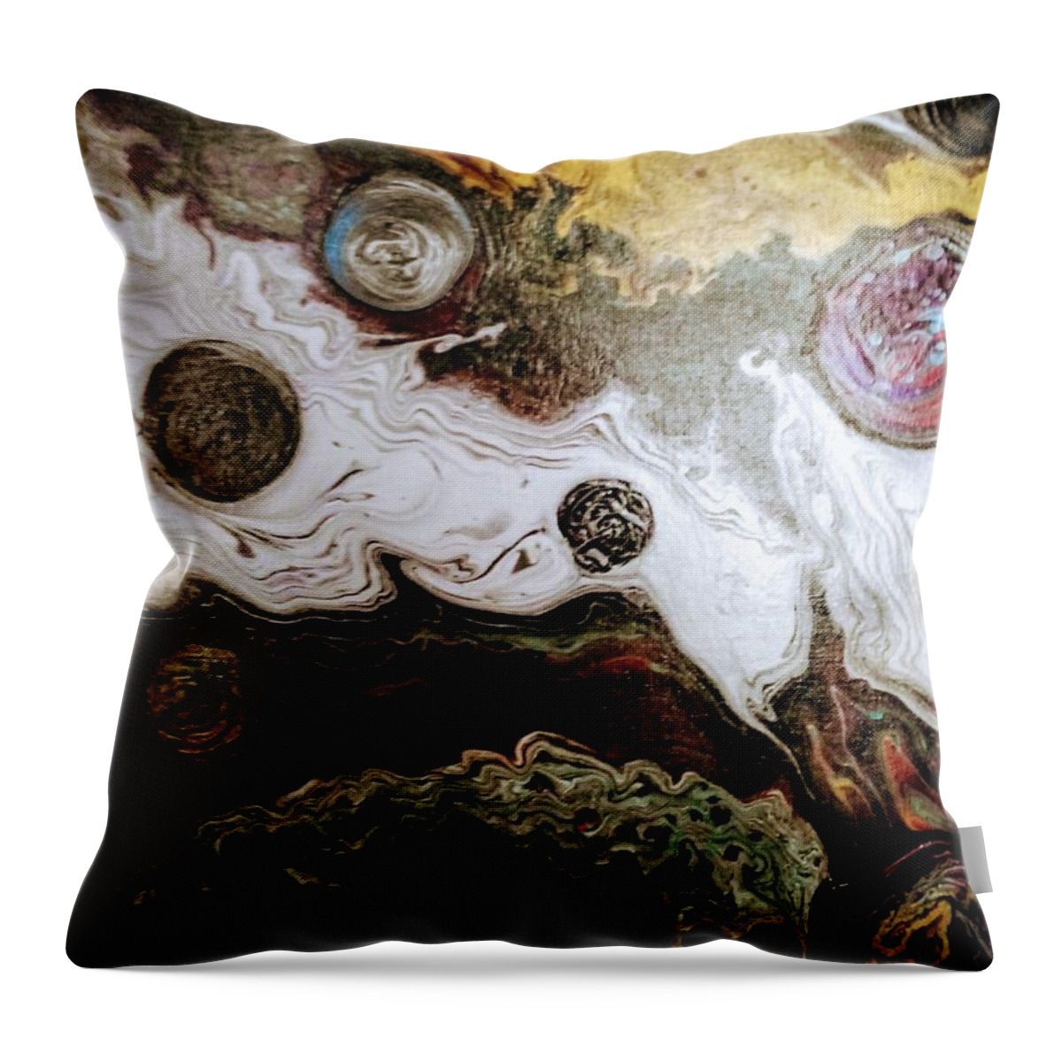Metallic Throw Pillow featuring the painting Space Metal by Anna Adams