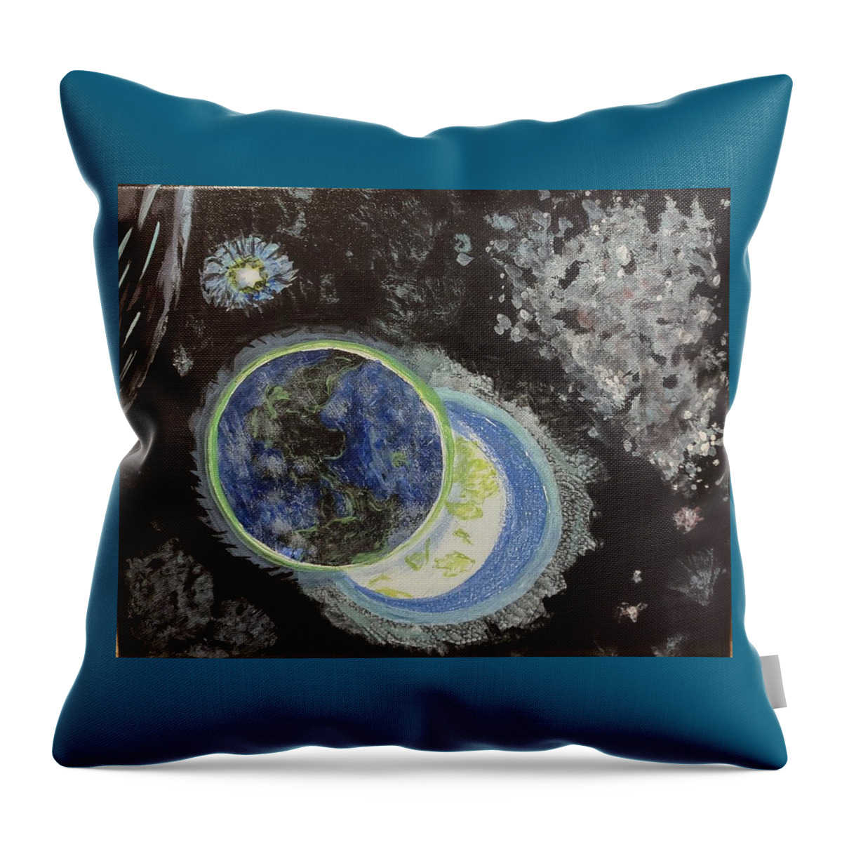 Space Throw Pillow featuring the painting Space Odessey by Suzanne Berthier
