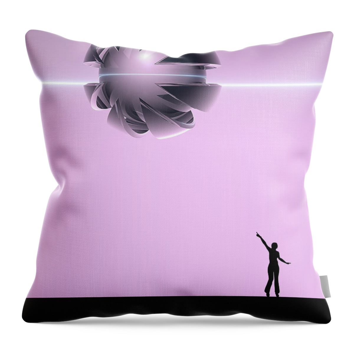 Ufo Throw Pillow featuring the digital art Spaceship In The Sky by Phil Perkins