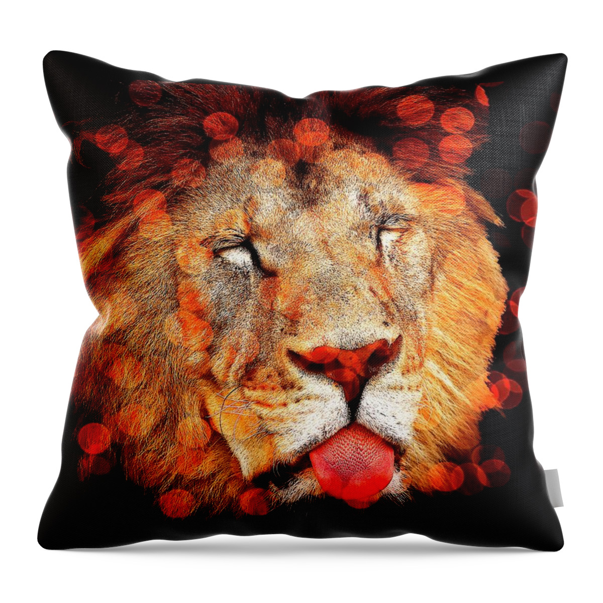 Beautiful Throw Pillow featuring the photograph Sparkly Majestic Lion by Michelle Liebenberg
