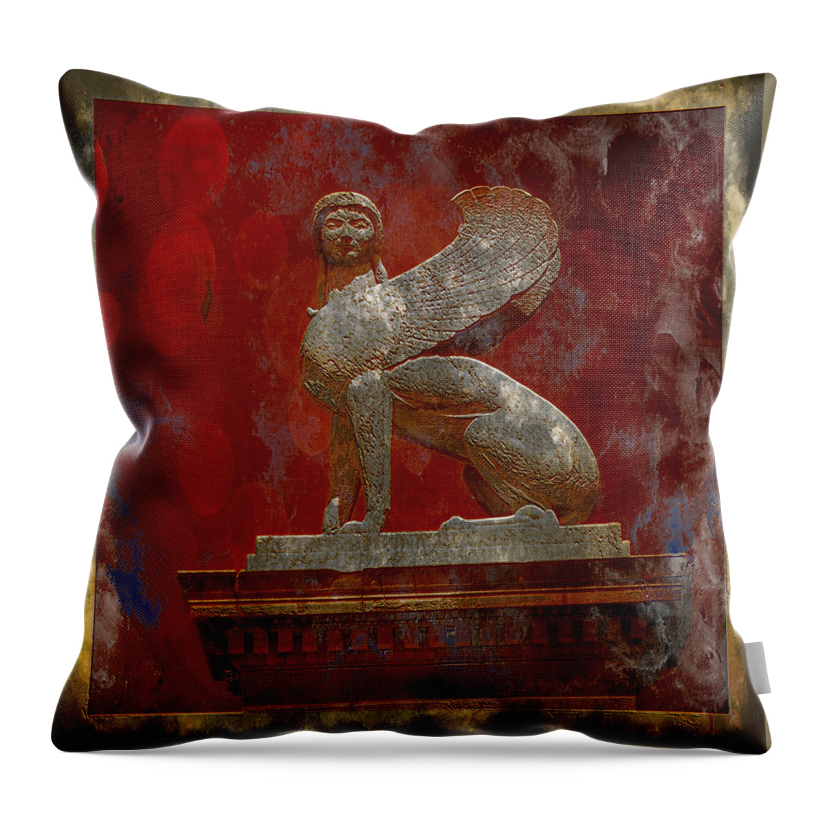 Sphinx Throw Pillow featuring the digital art Sphinx PhotoArt by Russ Considine