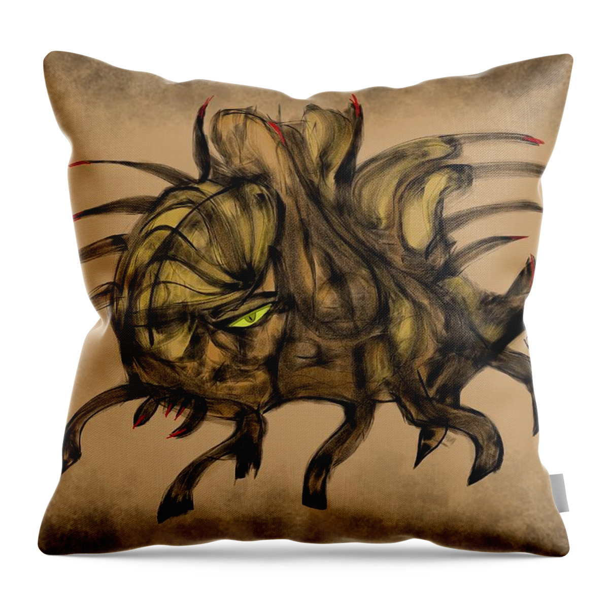Spider Throw Pillow featuring the digital art Spider dance by Ljev Rjadcenko