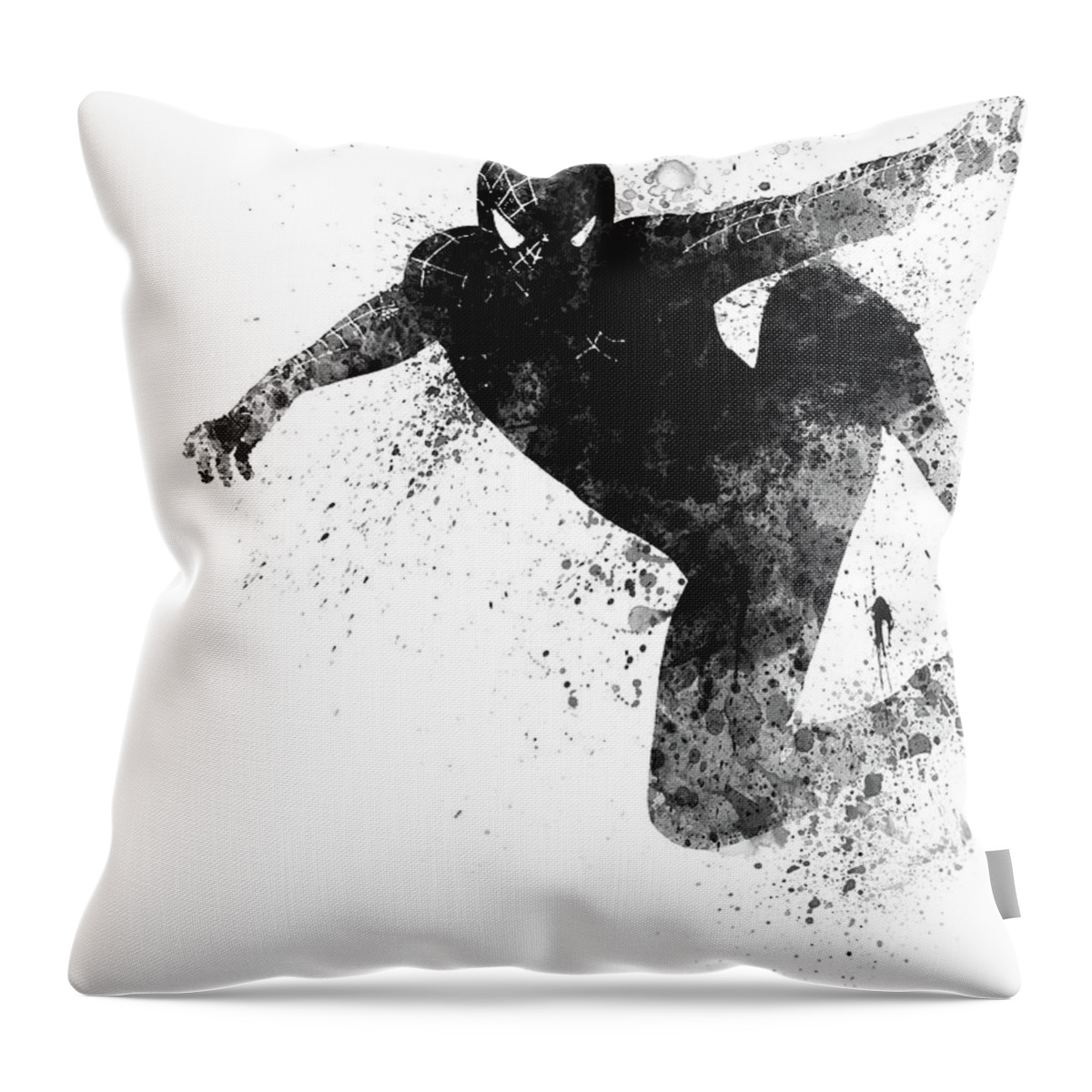Spiderman Throw Pillow featuring the mixed media Spiderman Watercolor by Naxart Studio