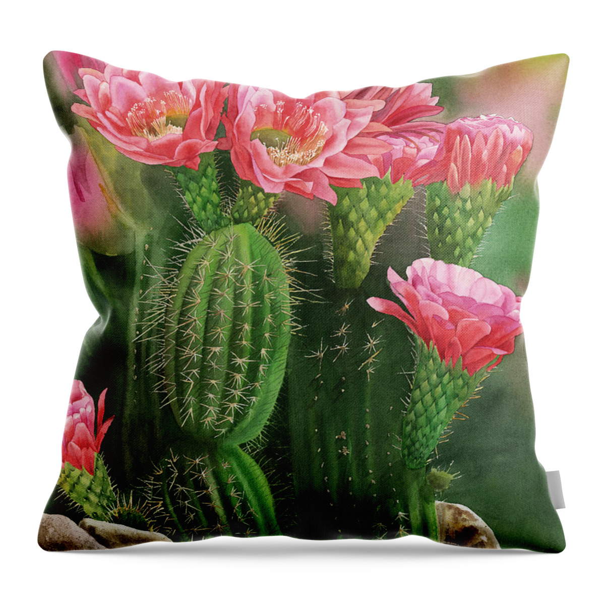 Flower Throw Pillow featuring the painting Spiky Beauty by Espero Art