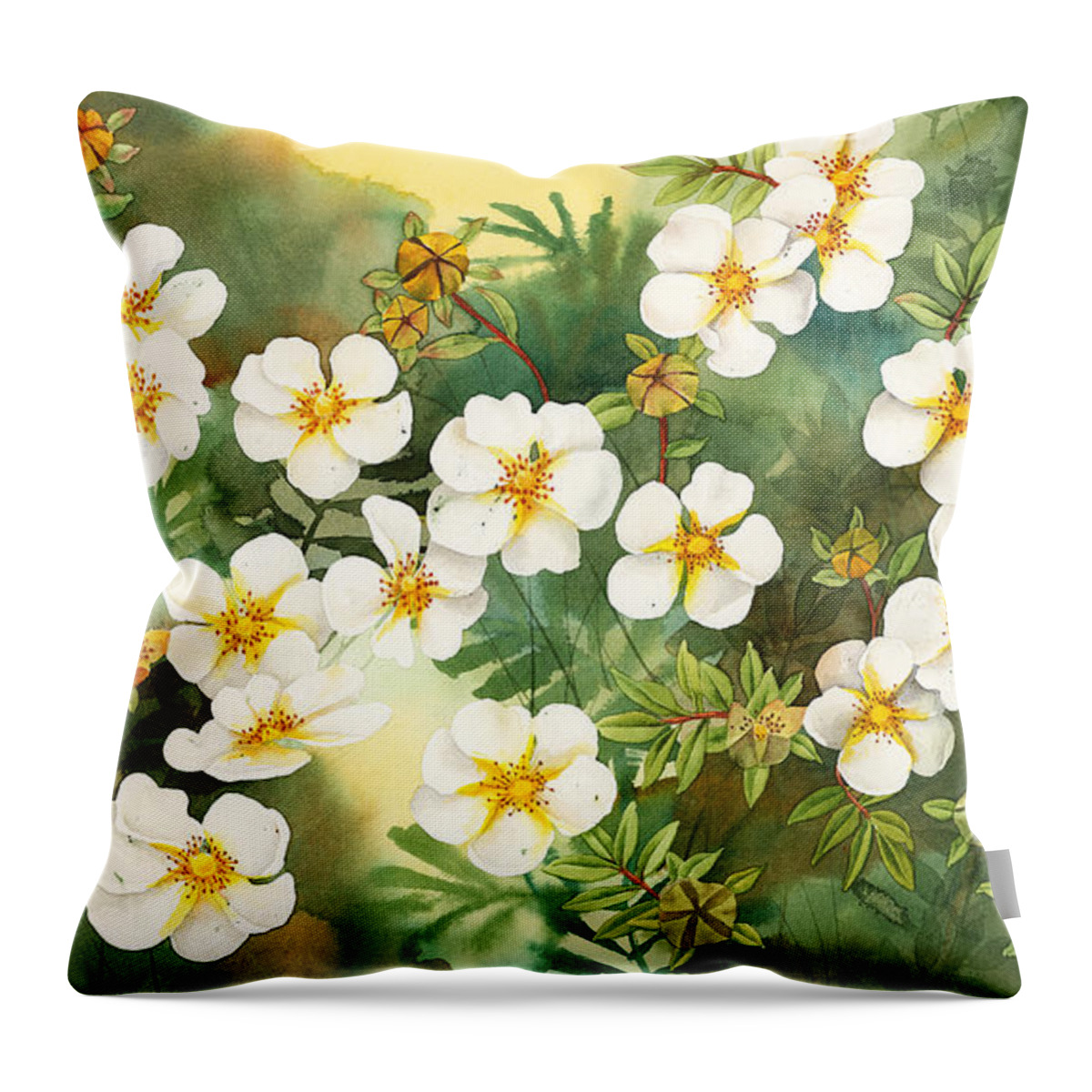 White Flower Throw Pillow featuring the painting Spirit of Hope by Espero Art