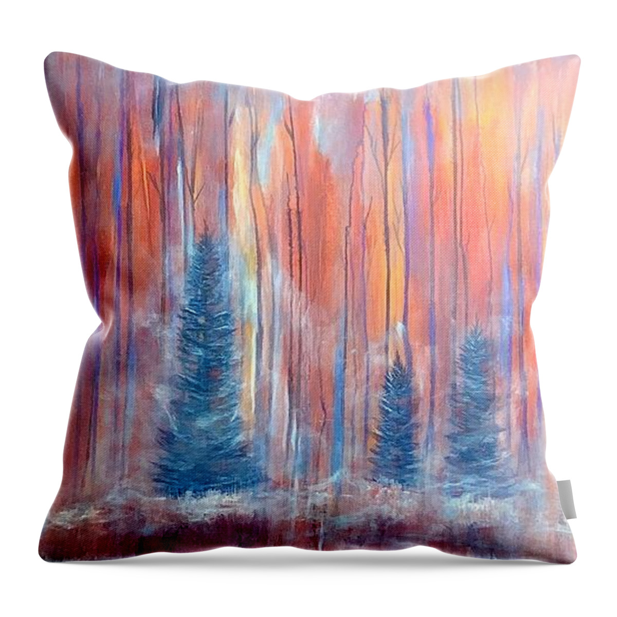 Acrylic Painting Throw Pillow featuring the painting Spirits at Dusk by Soraya Silvestri