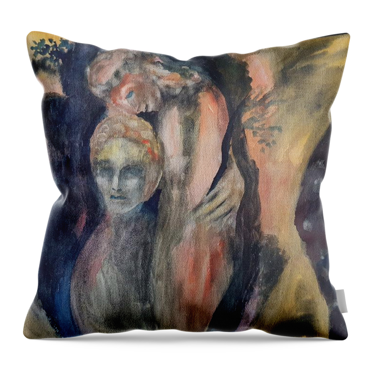 Sculpture Throw Pillow featuring the painting Spirits of the Trees by Enrico Garff