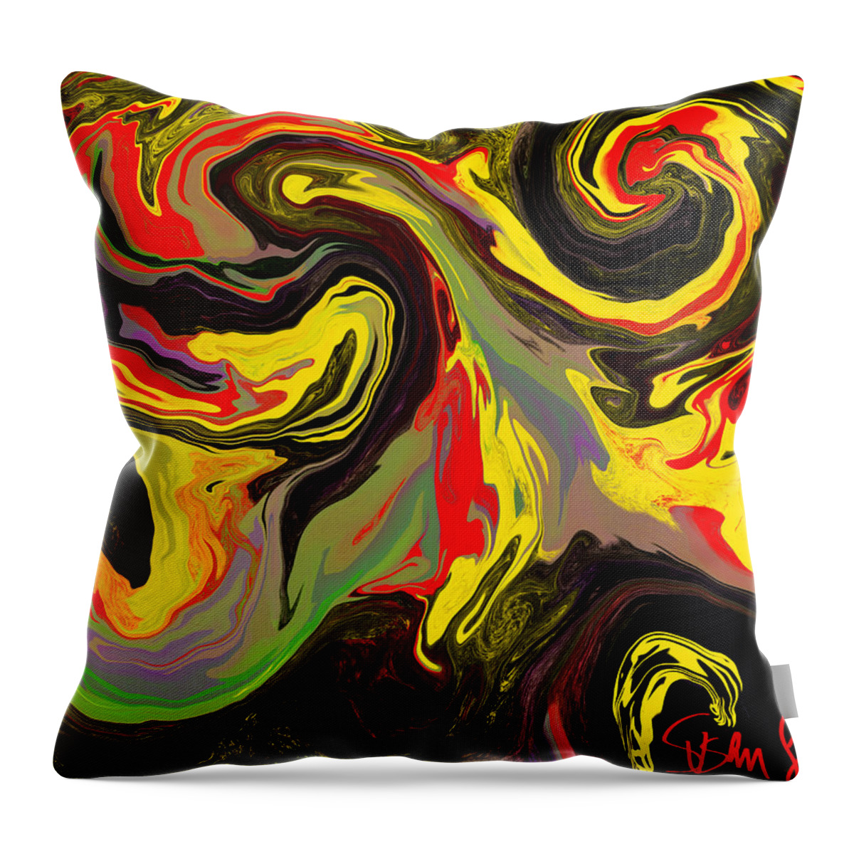 Go With The Flow Throw Pillow featuring the digital art Sporadic Excitement by Susan Fielder
