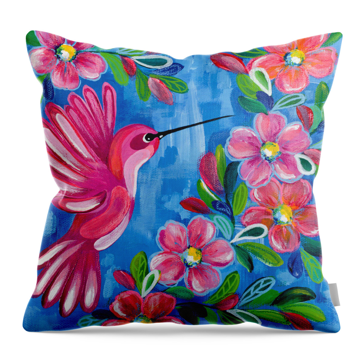 Hummingbird Throw Pillow featuring the painting Spread Your Wings by Beth Ann Scott