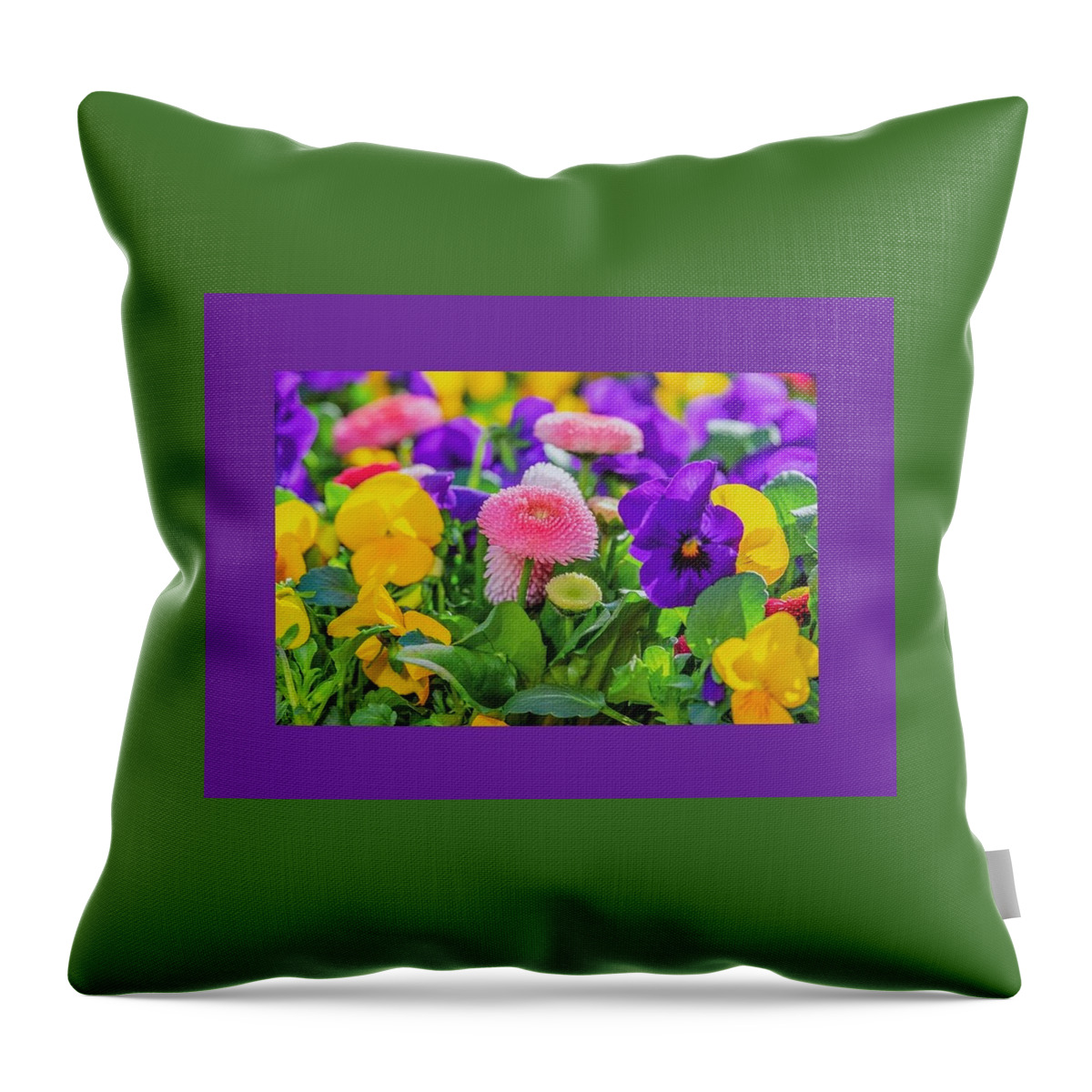 Spring Flowers Throw Pillow featuring the mixed media Spring Flowers by Nancy Ayanna Wyatt