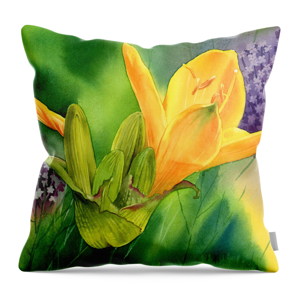 Lily Throw Pillow featuring the painting Spring Melody by Espero Art