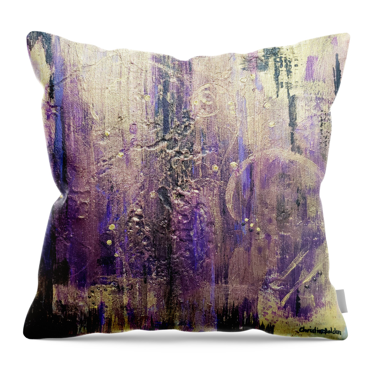 Abstract Throw Pillow featuring the painting Squid by Christine Bolden