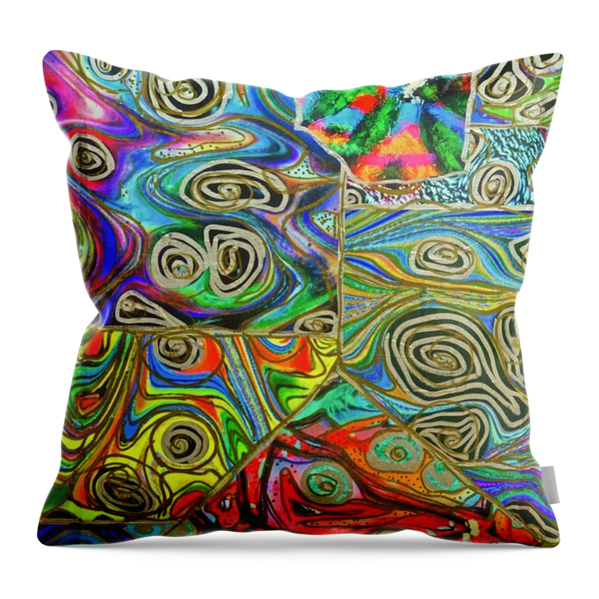 Darts Throw Pillow featuring the mixed media Squiggly Darts With Squiggly Parts by Debra Amerson