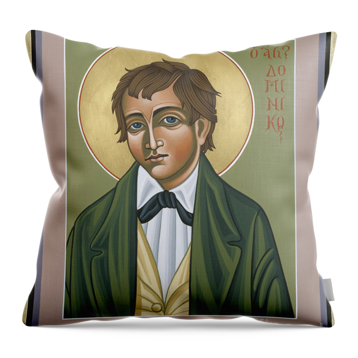 St Dominic Savio Throw Pillow featuring the painting St Dominic Savio Patron of Juvenile Delinquents 130 by William Hart McNichols