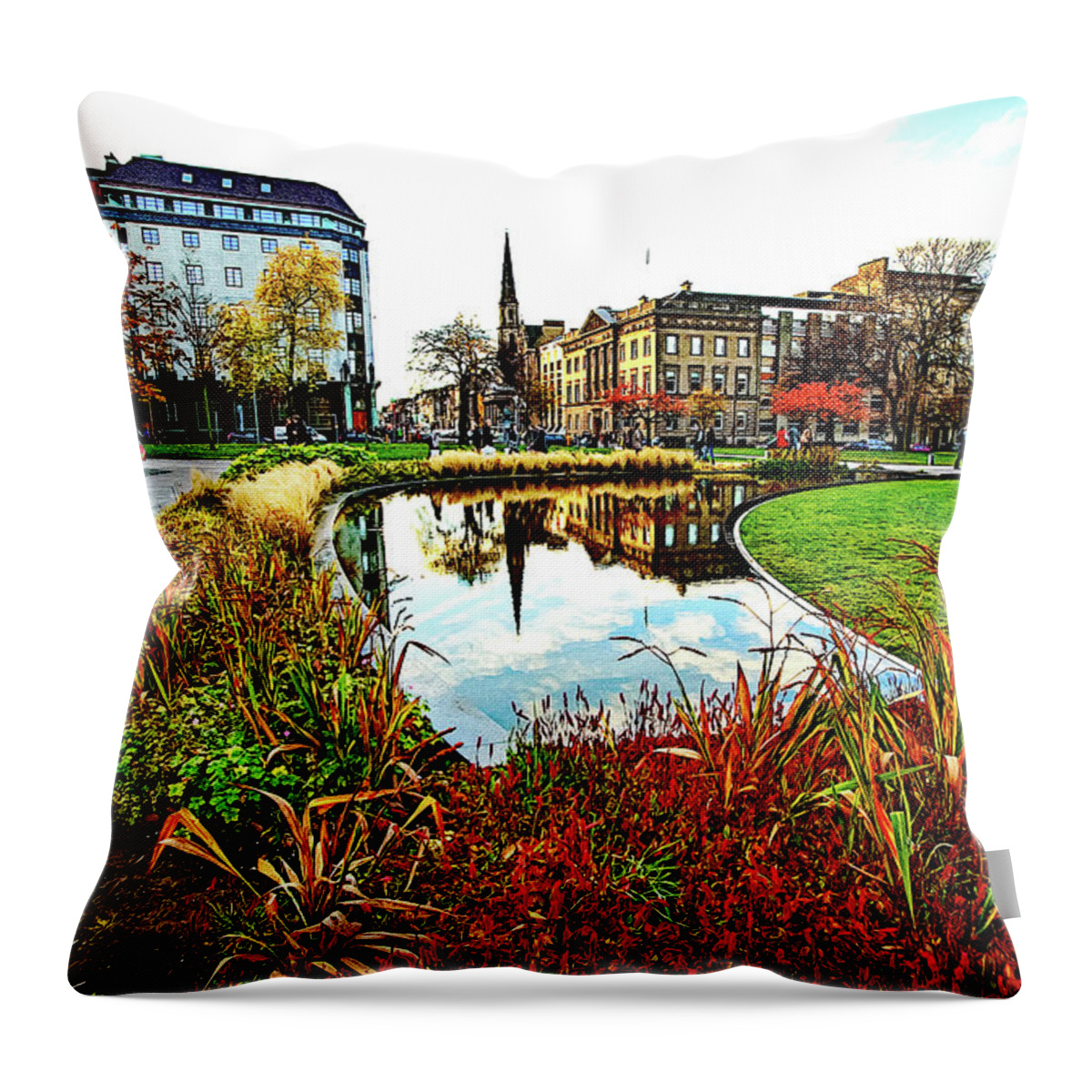 Scotland Throw Pillow featuring the digital art St George's Square by SnapHappy Photos