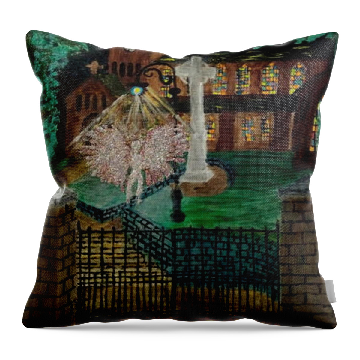 Church Throw Pillow featuring the painting St Giles Church by David Westwood