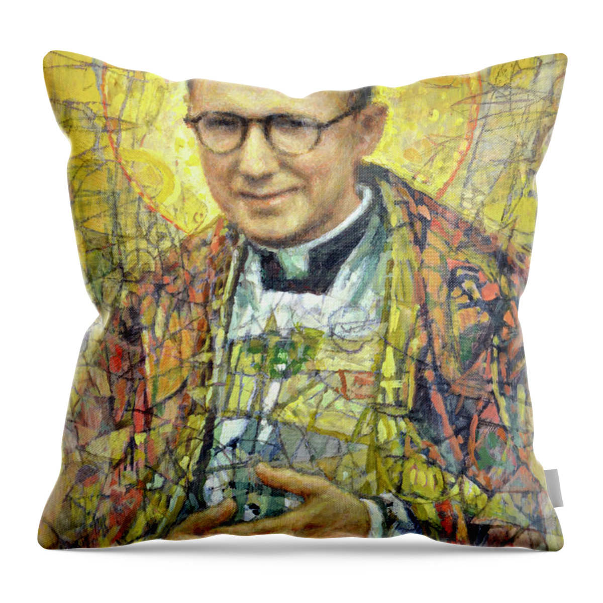 Saint Throw Pillow featuring the painting St. Jose Maria Escriva by Cameron Smith