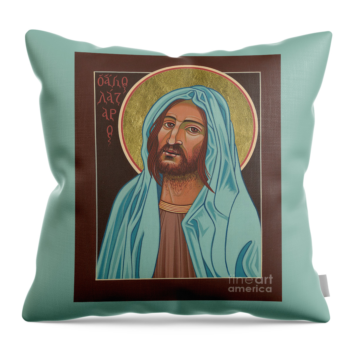 St Lazarus Of Bethany Throw Pillow featuring the painting St Lazarus of Bethany by William Hart McNichols