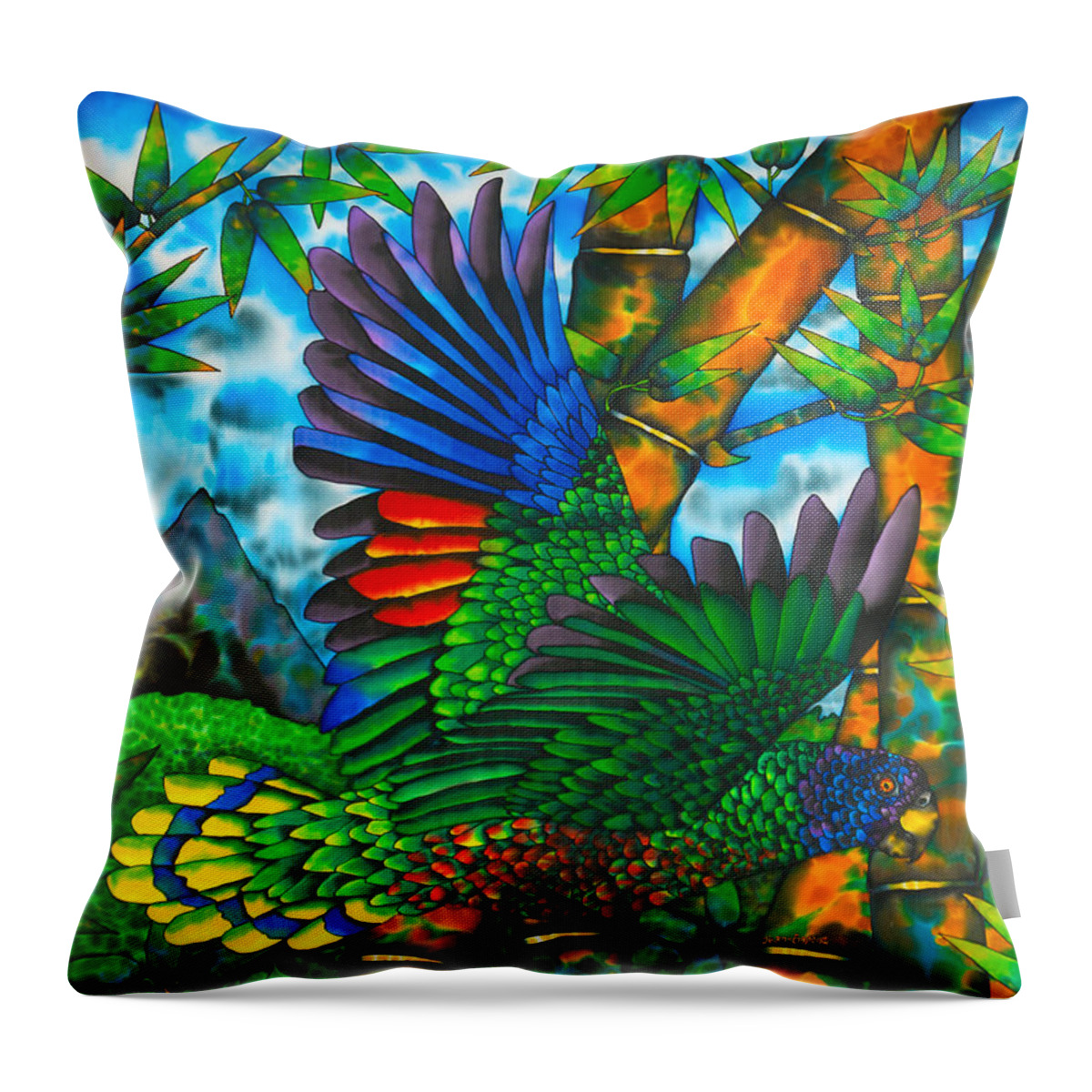 Jst. Lucia Parrot Throw Pillow featuring the painting St. Lucia Parrot by Daniel Jean-Baptiste