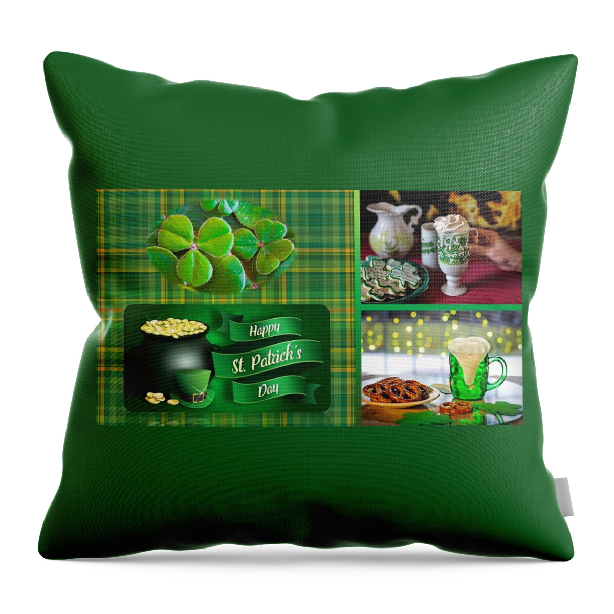 Irish Throw Pillow featuring the mixed media St. Patrick's Day Celebration by Nancy Ayanna Wyatt