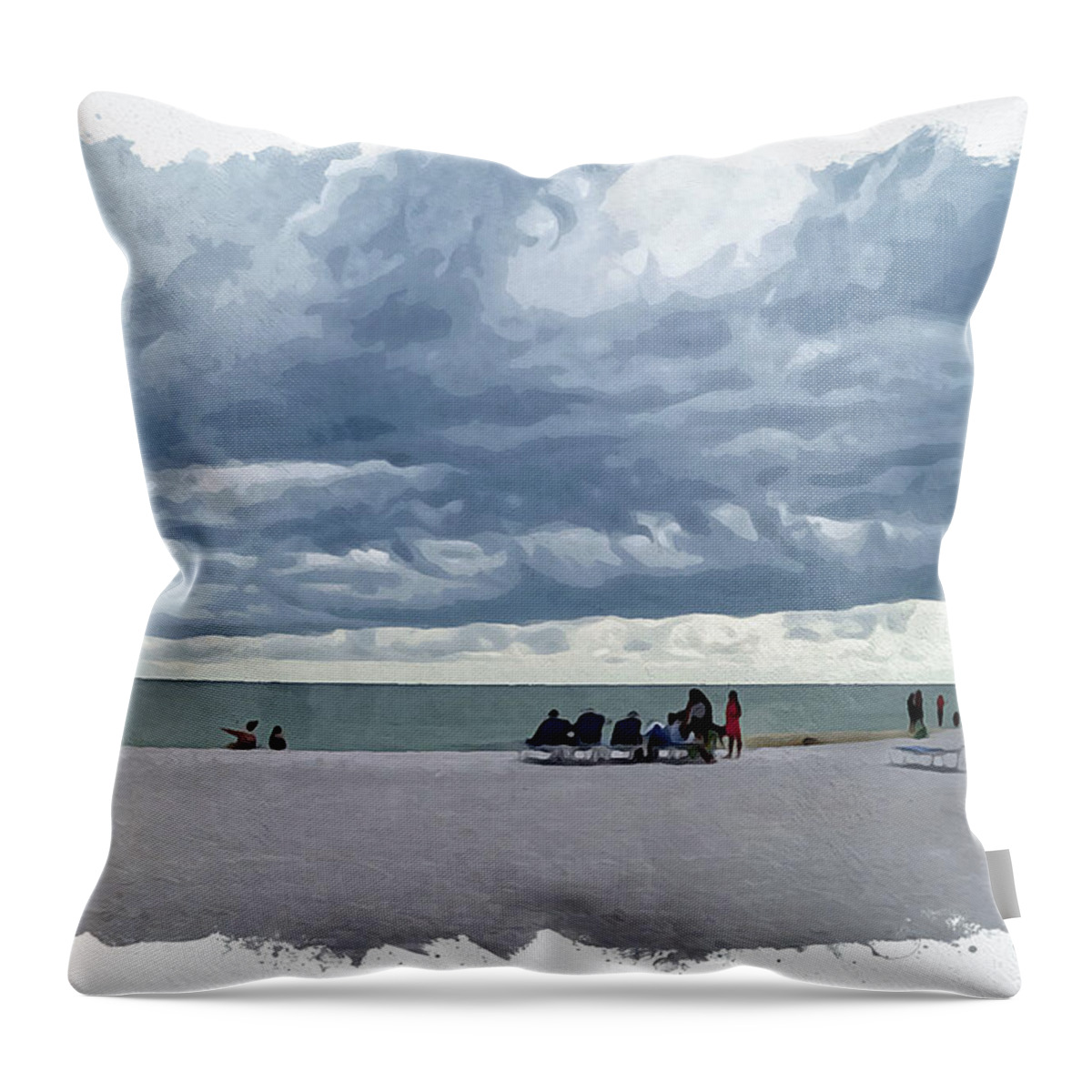  Rain Throw Pillow featuring the digital art St. Pete Beach by Chauncy Holmes